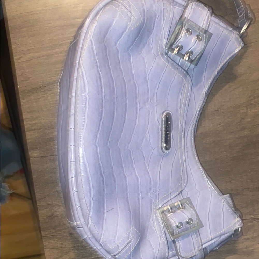 Light Purple Croc-Embossed Shoulder Bag